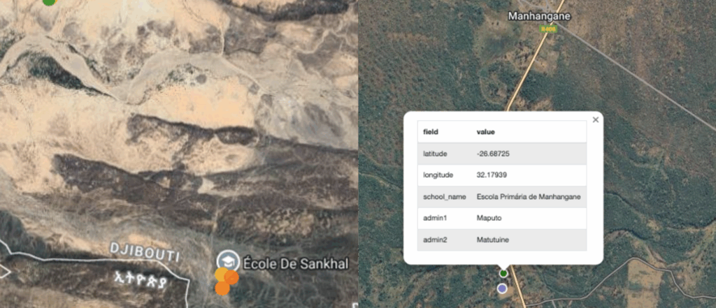 Satellite view showing validated school location